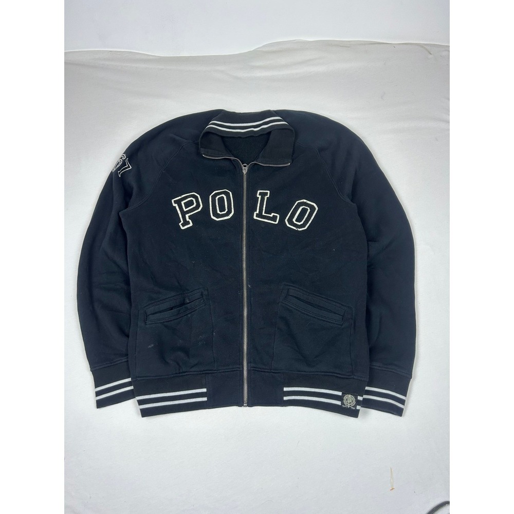 Polo Ralph Lauren Mens XL Black Full Zip Varsity Fleece Sweatshirt Jacket 67